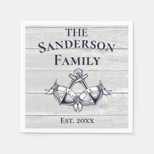 Weddenschappen marineblauw blauw Nautisch hout Servet