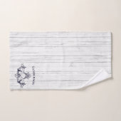Weddenschappen marineblauw-witte neusmonogrammen bad handdoek (Handdoek)