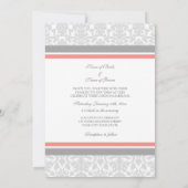 Weddenschappen met Coral Grey White Damask Kaart (Achterkant)