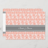 Weddenschappen met Coral Grey White Damask Kaart (Voorkant / Achterkant)