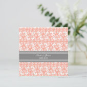 Weddenschappen met Coral Grey White Damask Kaart (Staand voorkant)