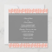 Weddenschappen met Coral Grey White Damask Kaart (Achterkant)