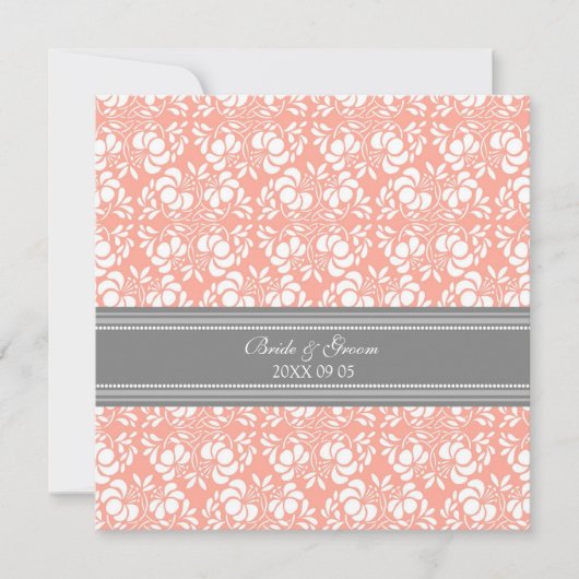 Weddenschappen met Coral Grey White Damask Kaart (Voorkant)