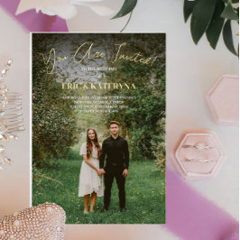 Weddenschappen met foto- en Gold-olietoewijzingen Folie Uitnodiging