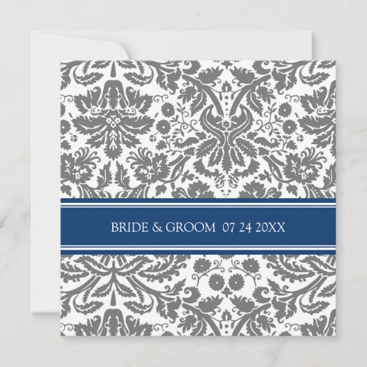 Weddenschappen met grijze blauw Damaspatroon Kaart (Voorkant)