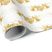 Weddenschappen met papieren gouden Rozen Cadeaupapier (Rol Hoek)