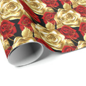 Weddenschappen met papieren gouden Rozen Cadeaupapier (Rol Hoek)