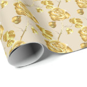 Weddenschappen met papieren gouden Rozen Cadeaupapier (Rol Hoek)
