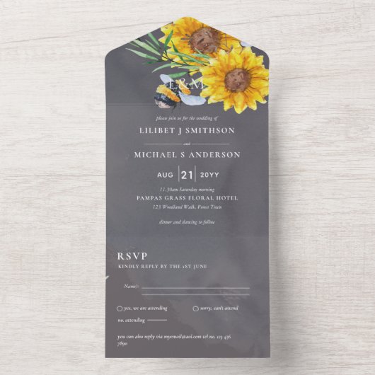 Weddenschappen met RSVP-bijen All In One Uitnodiging (Binnen)