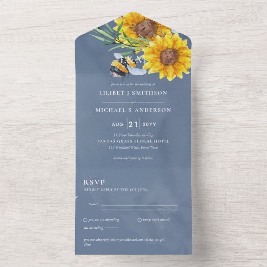 Weddenschappen met RSVP-bijen All In One Uitnodiging (Binnen)