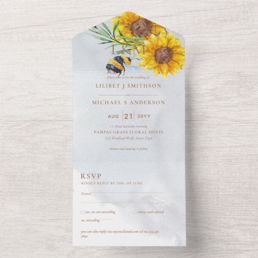 Weddenschappen met RSVP-bijen All In One Uitnodiging (Binnen)