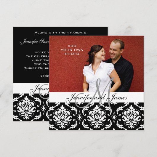 Weddenschappen met Verloving Foto Damask Kaart (Voorkant / Achterkant)