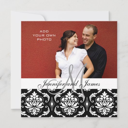 Weddenschappen met Verloving Foto Damask Kaart (Voorkant)