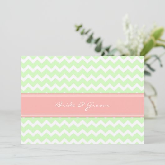 Weddenschappen Mint Coral Chevron Kaart (Staand voorkant)
