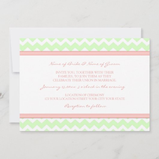 Weddenschappen Mint Coral Chevron Kaart (Achterkant)