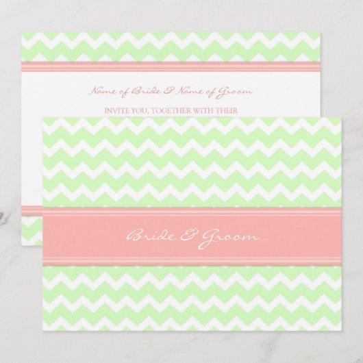Weddenschappen Mint Coral Chevron Kaart (Voorkant / Achterkant)