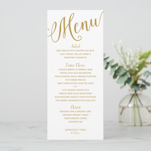 Weddenschappen | Moderne typografie (goud) Menu (Staand voorkant)