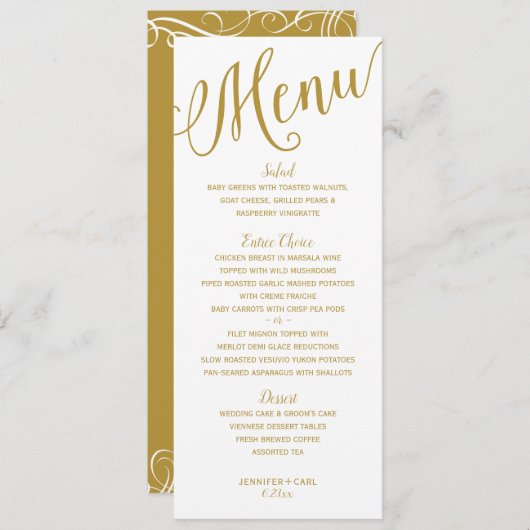 Weddenschappen | Moderne typografie (goud) Menu (Voorkant / Achterkant)