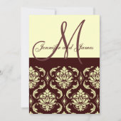 Weddenschappen Monogram Brown Ivory Damask Kaart (Voorkant)