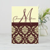 Weddenschappen Monogram Brown Ivory Damask Kaart (Staand voorkant)