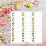 Weddenschappen Naam Etiketten Gele Floral toevoege Sticker<br><div class="desc">Het bruiloftsontwerp heeft een faux gold glitter geometrisch lijst. Overlay met waterverf rozen en groen gebladerte op twee hoeken. Personaliseer dit sjabloon.</div>