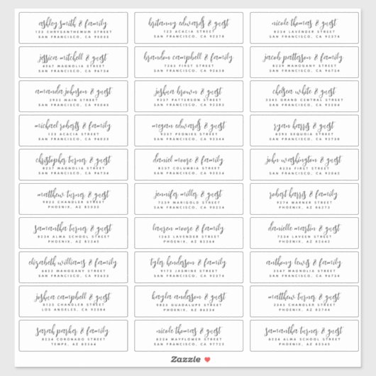 Weddenschappen Names Modern Simple Black en White Sticker (Vel)