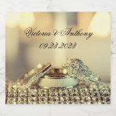 Weddenschappen Ontvangen Naam Datum Gold Script Sparkling Wijnetiket (Enkel label)