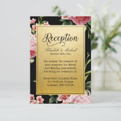 Weddenschappen Ontvangst Classy Black Gold  Floral Kaart (Staand voorkant)