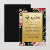 Weddenschappen Ontvangst Classy Black Gold  Floral Kaart (Voorkant / Achterkant)