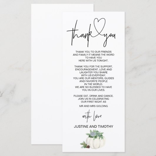 Weddenschappen Ontvangst Dank je Thanksgiving voor Menu (Voorkant / Achterkant)