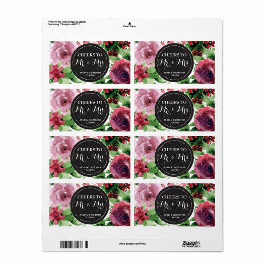 Weddenschappen Ontvangst Mini Champagne Label Flor (Full Sheet)