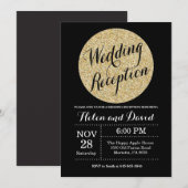 Weddenschappen Ontvangst zwart goud Glitter uitnod Kaart (Voorkant / Achterkant)