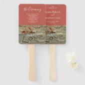 Weddenschappen op het strand, liefde in het zand K Handwaaier (Voorkant en achterkant)