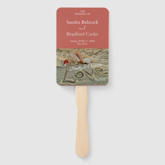 Weddenschappen op het strand, liefde in het zand K Handwaaier (Achterkant)