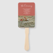 Weddenschappen op het strand, liefde in het zand K Handwaaier (Voorkant)