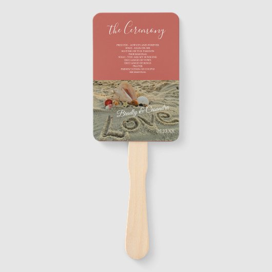 Weddenschappen op het strand, liefde in het zand K Handwaaier (Voorkant)