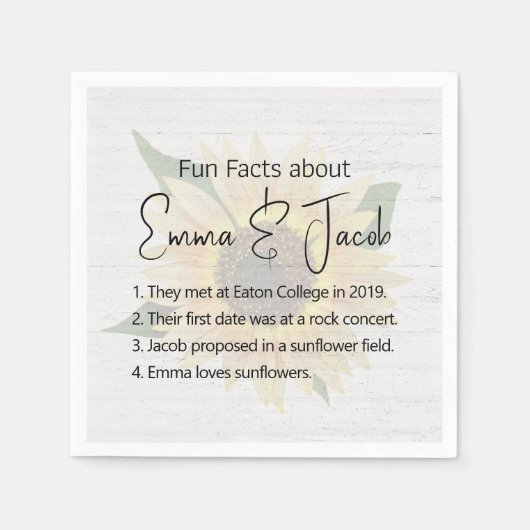 Weddenschappen op zonnebloemen en hout servet (Voorkant)