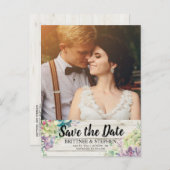 Weddenschappen opslaan Datum Foto's Succulents Rus Aankondigingskaart (Voorkant / Achterkant)