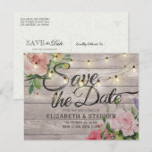 Weddenschappen Opslaan Datum Rustic Wood Floral St Aankondigingskaart (Voorkant / Achterkant)