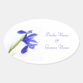 Weddenschappen - Paarse Iris-bloem Ovale Sticker