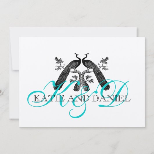 Weddenschappen Pacocks Monogrammen Zilver Kaart (Voorkant)