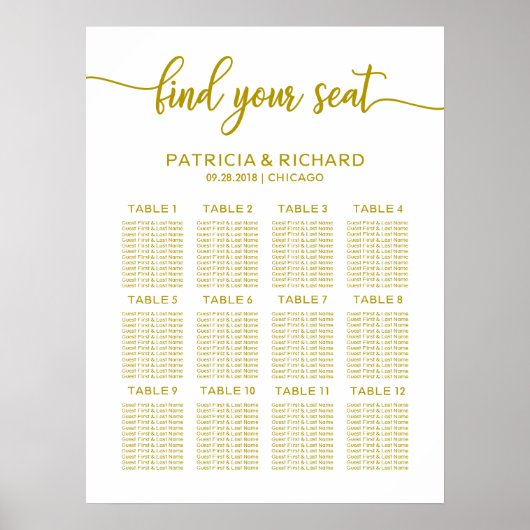 Weddenschappen Plan Elegant Gold Calligrafie Poster (Voorkant)
