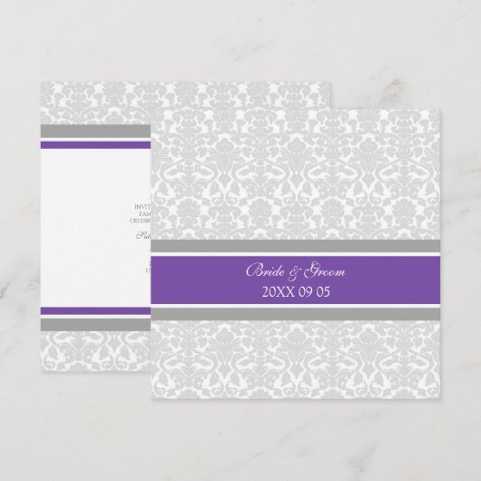 Weddenschappen Plum Grey White Damask Kaart (Voorkant / Achterkant)