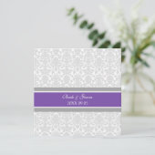 Weddenschappen Plum Grey White Damask Kaart (Staand voorkant)