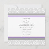 Weddenschappen Plum Grey White Damask Kaart (Achterkant)