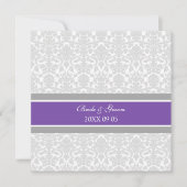 Weddenschappen Plum Grey White Damask Kaart (Voorkant)