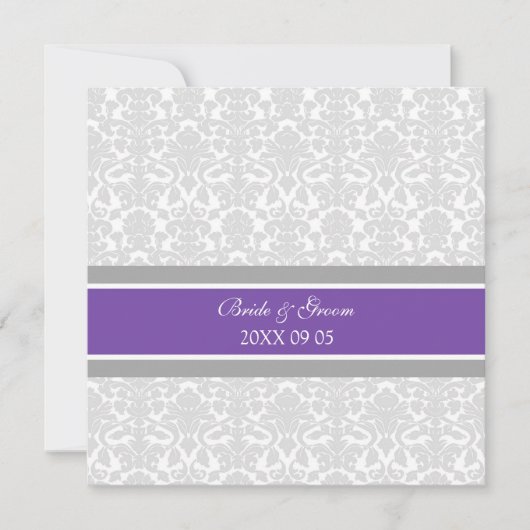 Weddenschappen Plum Grey White Damask Kaart (Voorkant)