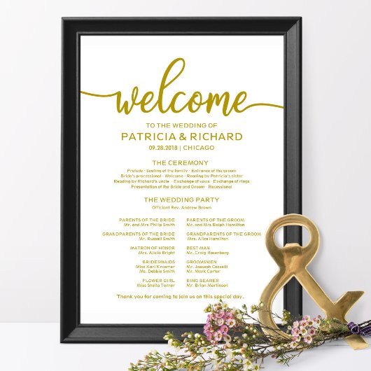 Weddenschappen-programma Gold-kalligrafie Poster