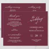 Weddenschappen-programma Modern Elegance Burgundy (Voorkant / Achterkant)