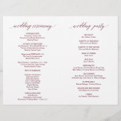 Weddenschappen-programma Modern Elegance Burgundy (Achterkant)